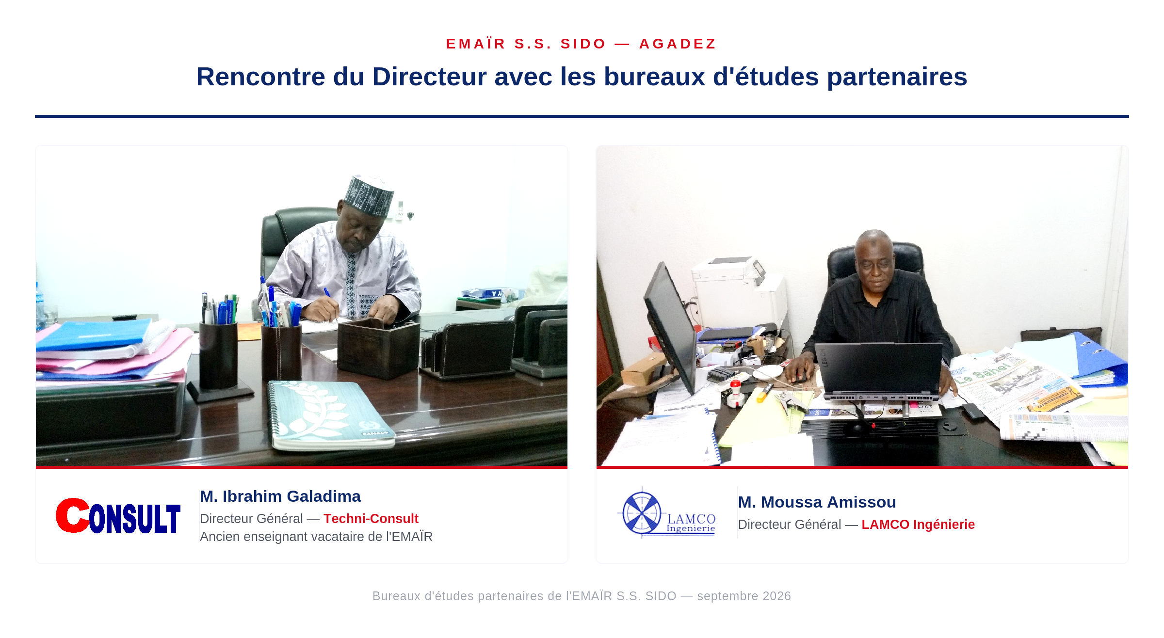 Rencontre du Directeur de l'EMAÏR S.S. SIDO avec ses bureaux d'études partenaires